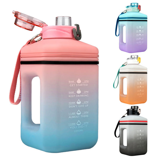 2.2L Water Bottle Heat-Resistant Drop-Resistant Frosted Gradient Sports Fitness Space Cup Water Bottle Bucket