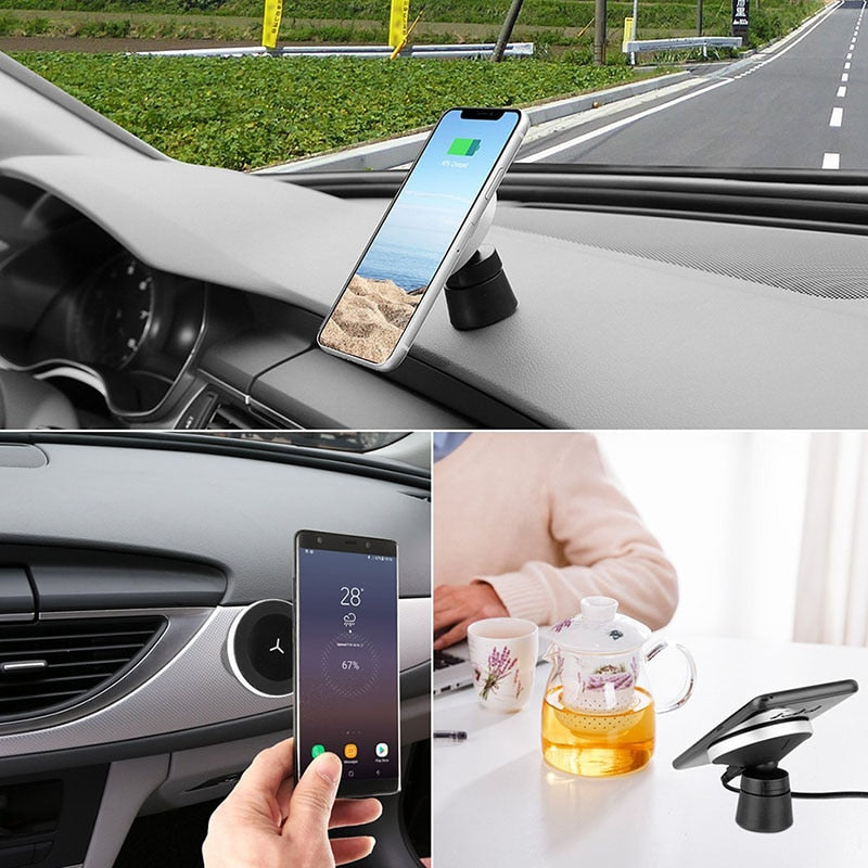 QI Magnetic Car Mount Wireless Charger For Iphone 8 Iphone X Samsung S8 S8 Plus S9 Note 8 Dashboard Air Vent Charger Holder