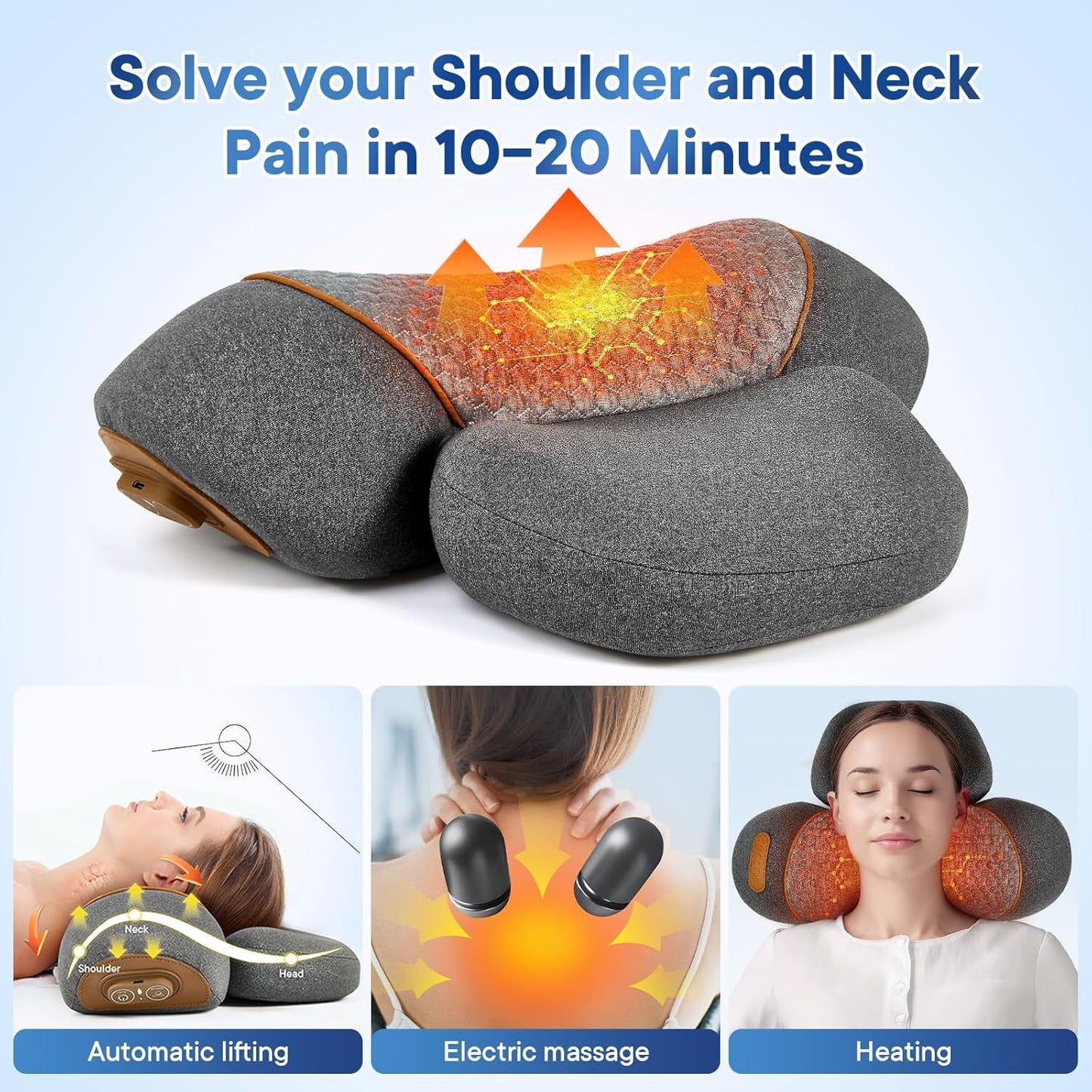 Cervical massage pillow electric shoulder and neck massager sleep aid pillow