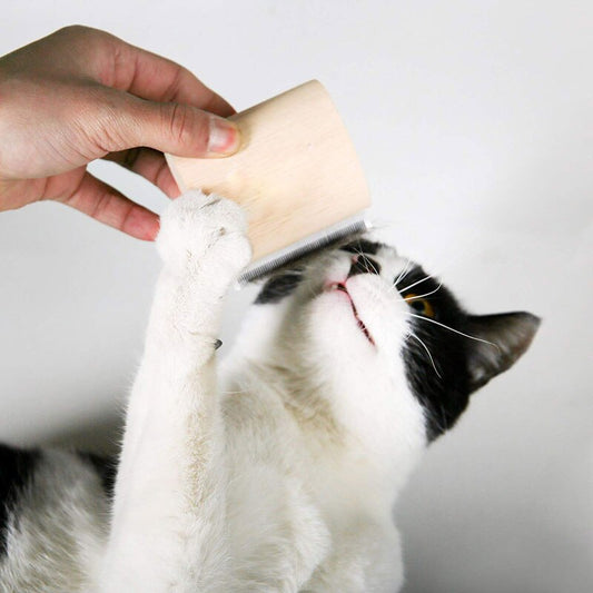 Wood Groom Brush vis Deshedding Grooming Tool, Professional Pet Wooden Groomer