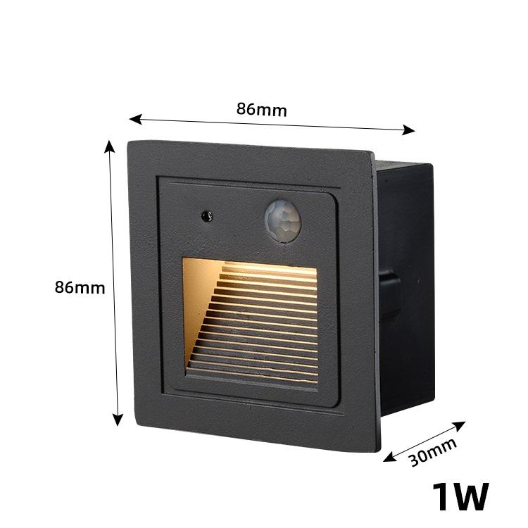 Indoor Outdoor 1W Smart Stair Light Controller Motion Sensor Waterproof IP65 Step Light Recessed LED Wall Lamps warm light