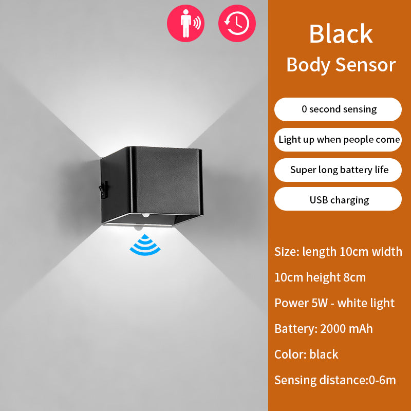 LED Rechargeable Wall Light Bedroom Bedside Body Sensor Dormitory USB Wiring-Free No-Punch Aisle Night Ligh