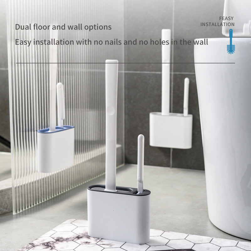 Japanese Style Double Embrace Silicone Toilet Brush Set Cleaning Brush Home Bathroom Wall Hanging Toilet Crevice Brush