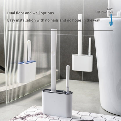 Japanese Style Double Embrace Silicone Toilet Brush Set Cleaning Brush Home Bathroom Wall Hanging Toilet Crevice Brush
