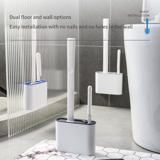 Japanese Style Double Embrace Silicone Toilet Brush Set Cleaning Brush Home Bathroom Wall Hanging Toilet Crevice Brush