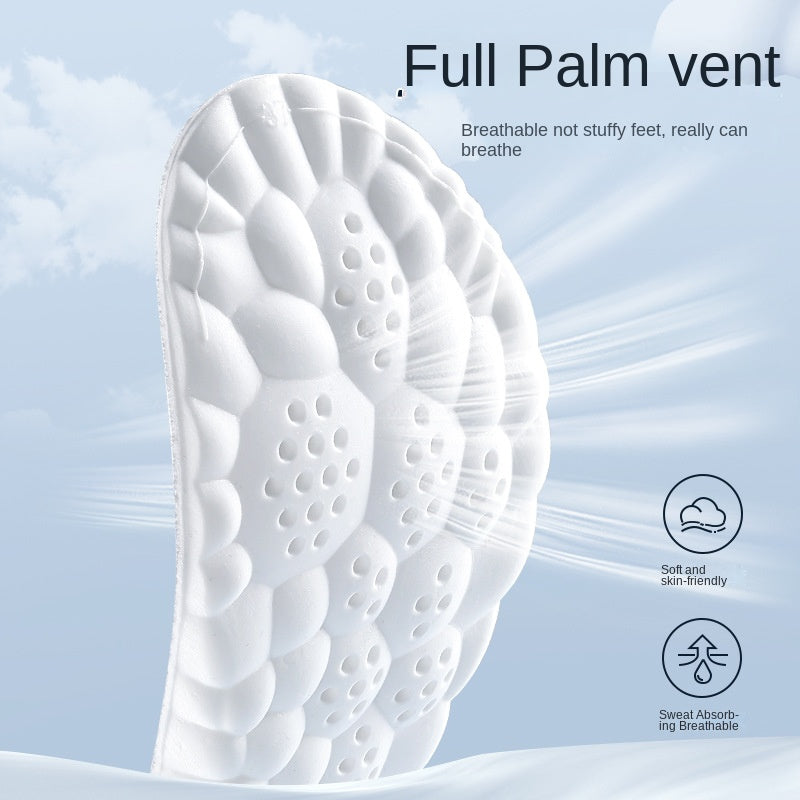 4D Cloud-like Cushioned Insoles for Men and Women, Soft Elastic Shock Absorption, Arch Support, Breathable, Anti-Odor, Sweat-Absorbing, Non-Slip, Comfortable for Long Standing