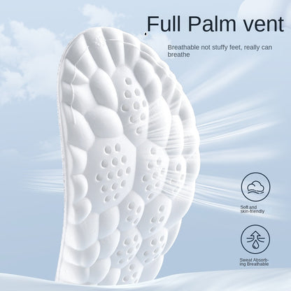 4D Cloud-like Cushioned Insoles for Men and Women, Soft Elastic Shock Absorption, Arch Support, Breathable, Anti-Odor, Sweat-Absorbing, Non-Slip, Comfortable for Long Standing