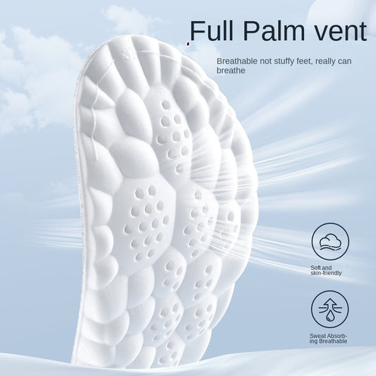 4D Cloud-like Cushioned Insoles for Men and Women, Soft Elastic Shock Absorption, Arch Support, Breathable, Anti-Odor, Sweat-Absorbing, Non-Slip, Comfortable for Long Standing