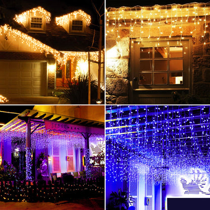 Led Icicle Light String 8 Mode Curtain Lights Gypsophila Waterfall Light String Christmas Lights New Year Festival Star Lights