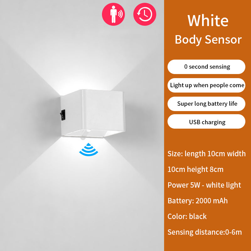 LED Rechargeable Wall Light Bedroom Bedside Body Sensor Dormitory USB Wiring-Free No-Punch Aisle Night Ligh