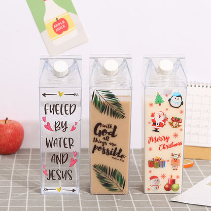 Square Milk Cup Plastic Milk Cup Water Bottle Milk Tea Bottle