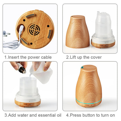 Air Home Humidifier Wood Grain Colorful Ultrasonic Aroma Diffuser 120ml Aroma Diffuser