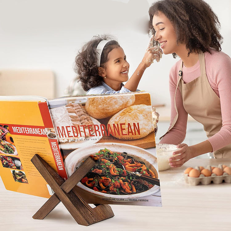 Wooden Kitchen Recipe Rack for Home Use, Wall-Mounted or Desktop Book Stand for Reading and Menu Display