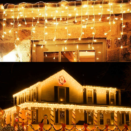 Led Icicle Light String 8 Mode Curtain Lights Gypsophila Waterfall Light String Christmas Lights New Year Festival Star Lights