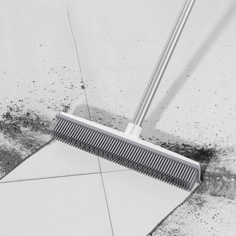 Cleaning Brush Stainless Steel Silicone Floor Brush Water Scraping Brush Long Handle Magic Carpet Brush