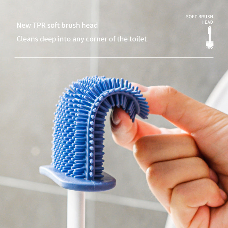 Japanese Style Double Embrace Silicone Toilet Brush Set Cleaning Brush Home Bathroom Wall Hanging Toilet Crevice Brush