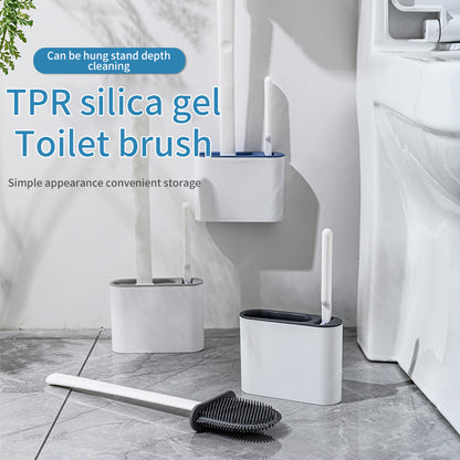 Japanese Style Double Embrace Silicone Toilet Brush Set Cleaning Brush Home Bathroom Wall Hanging Toilet Crevice Brush