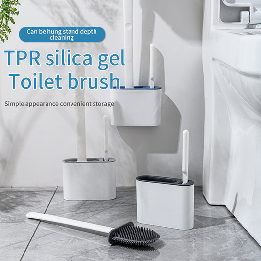 Japanese Style Double Embrace Silicone Toilet Brush Set Cleaning Brush Home Bathroom Wall Hanging Toilet Crevice Brush