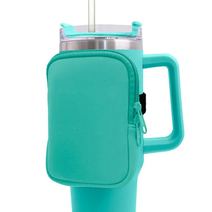 Water Bottle Pouch for For Stanley Cup 40oz/20oz/30oz Water Bottle  Neoprene Tumbler Bag for Cards Keys Wallet Earphone