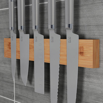 Magnet Knife Rack Nan Bamboo Home Kitchen Wall Hanging Suction Kitchen Knife Free Perforated Knife Storage Rack