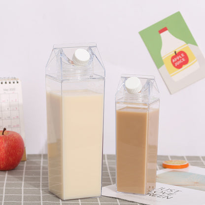 Square Milk Cup Plastic Milk Cup Water Bottle Milk Tea Bottle